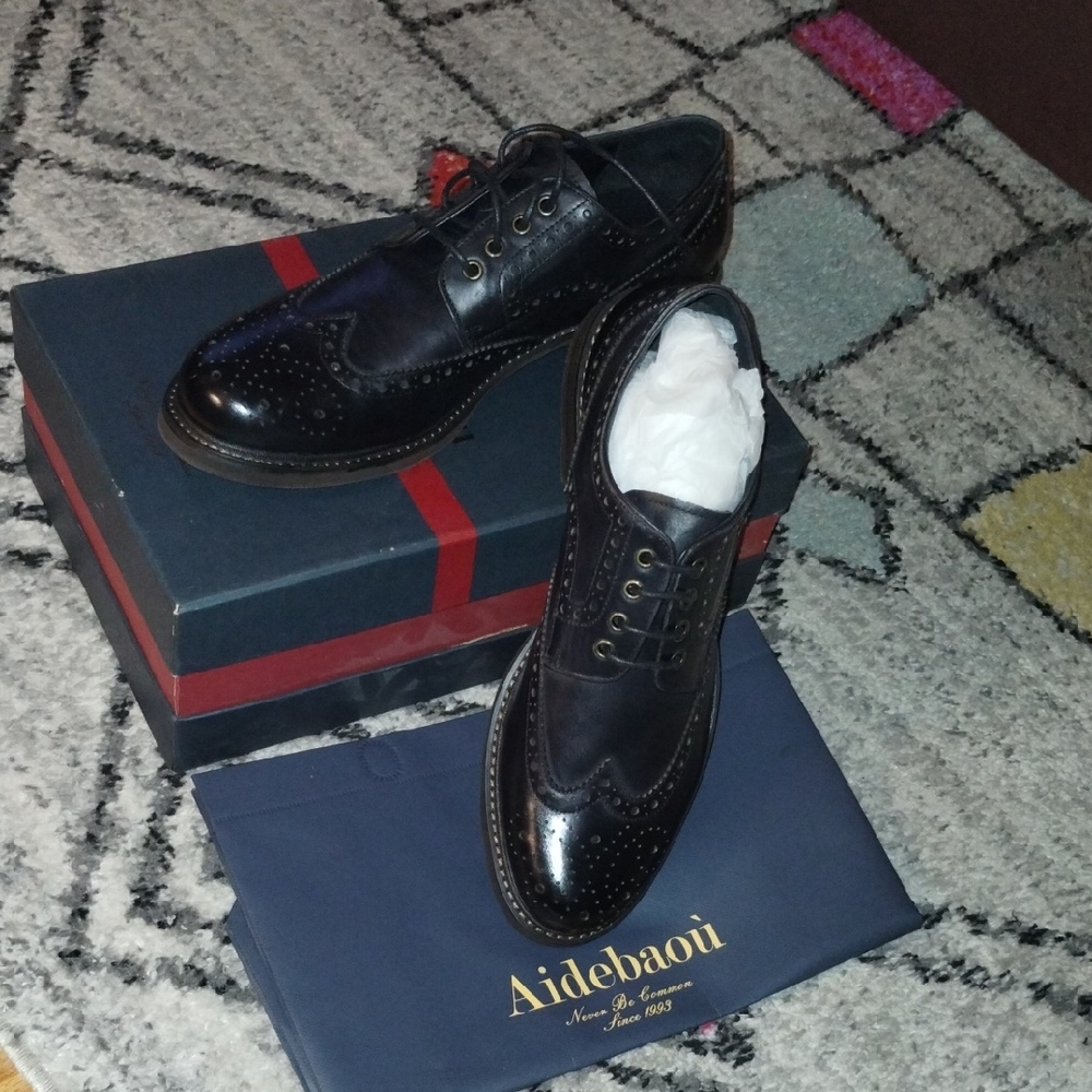 Black Leather Derby Shoes Formal